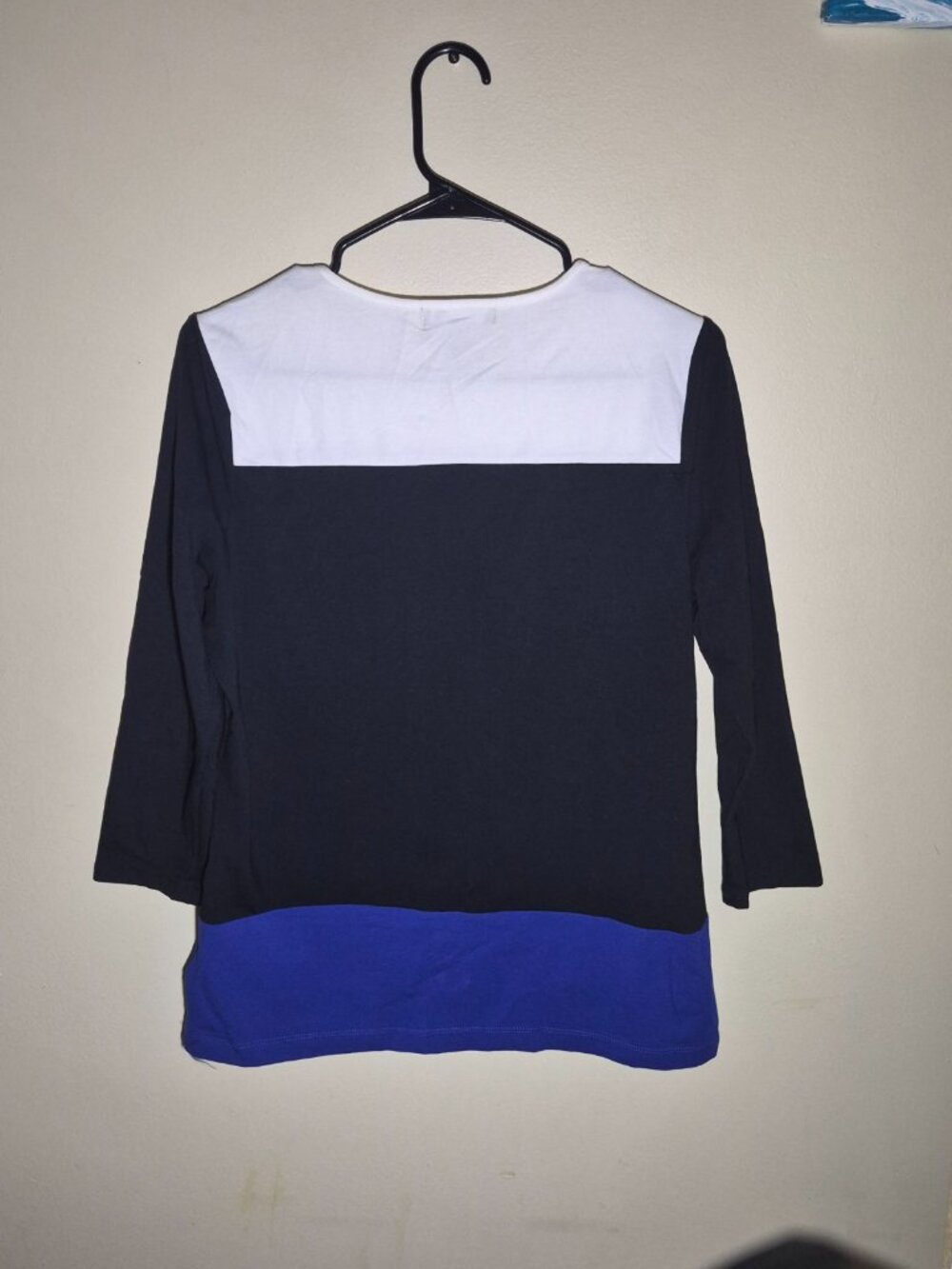 Ralph Lauren Women's Colorblock Stretch Cotton Top Black White Blue Blouse - Picture 2 of 5